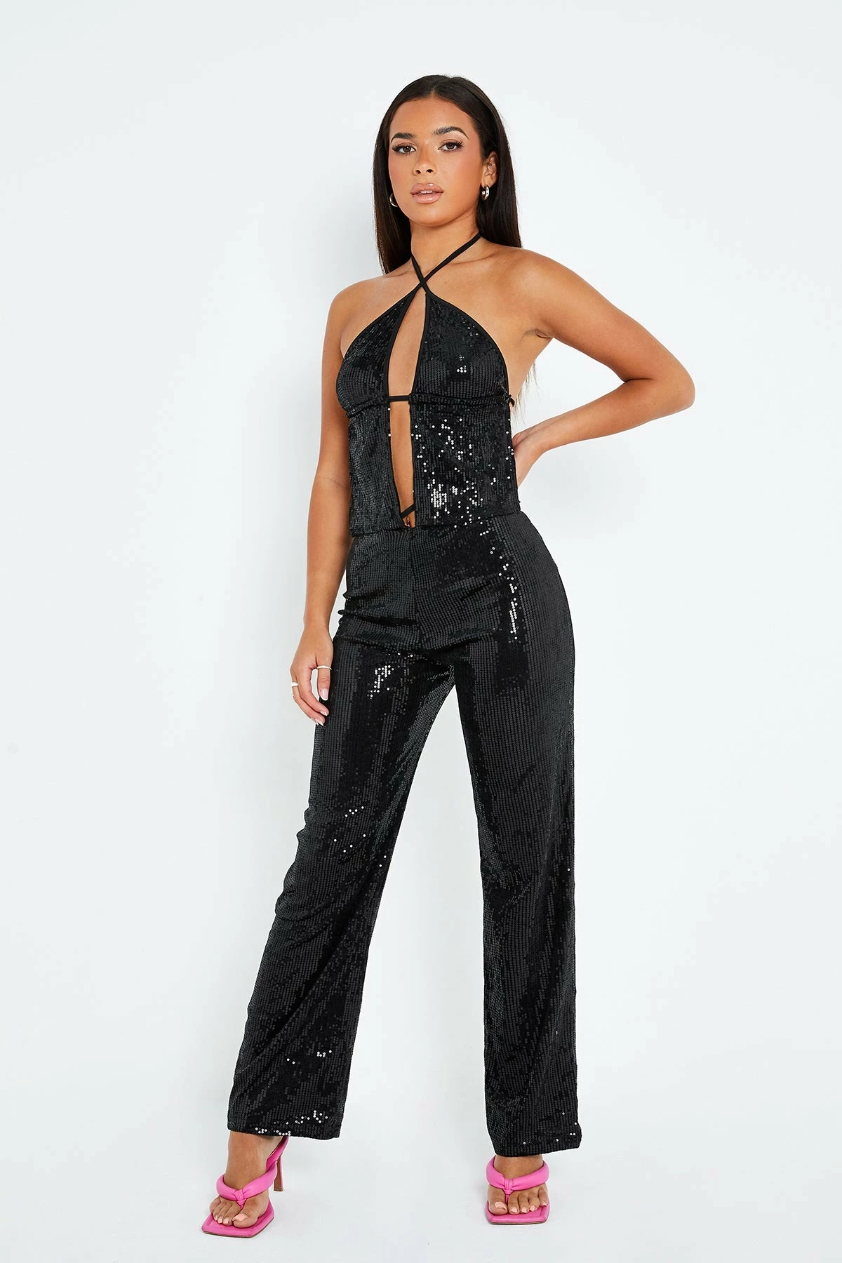 SOLADO Sequin Asymmetric Waist Tie Side Straight Pants 6 SOLADO Sequin Asymmetric Waist Tie Side Straight Pants - Image 4