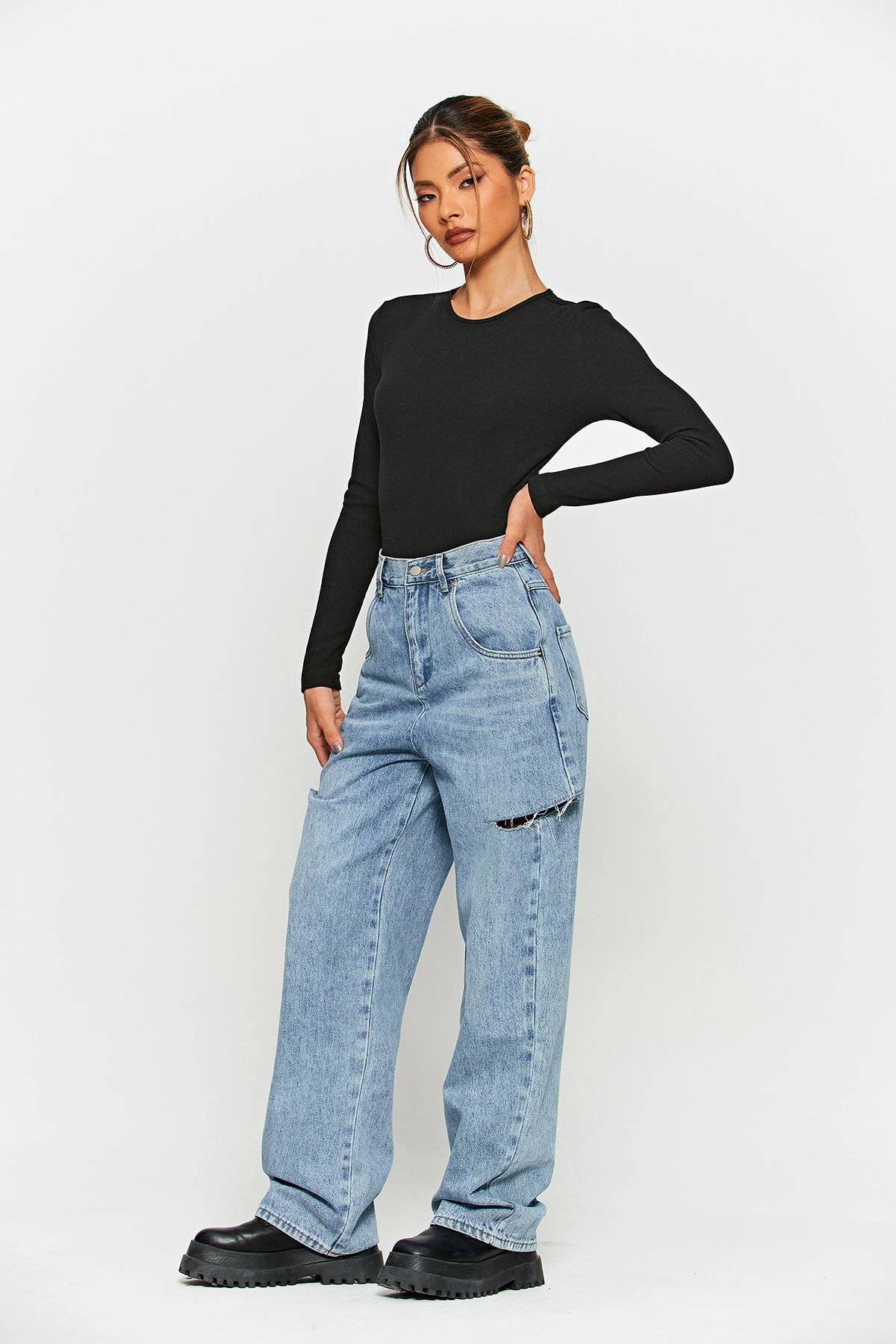 Solado High Waist Raw Hem Ripped Straight Pants 6 Solado High Waist Raw Hem Ripped Straight Pants - Image 4