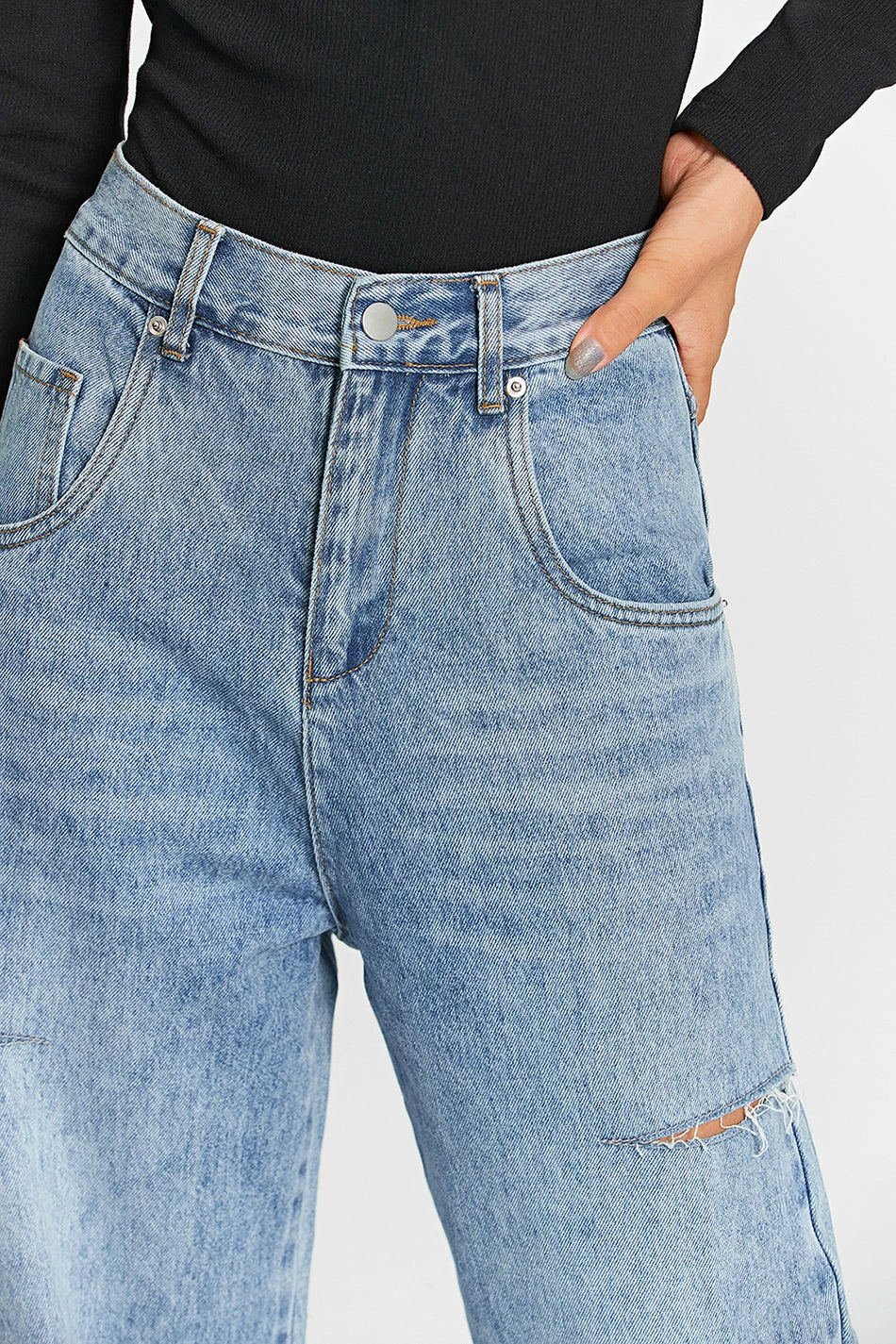 Solado High Waist Raw Hem Ripped Straight Pants 7 Solado High Waist Raw Hem Ripped Straight Pants - Image 5