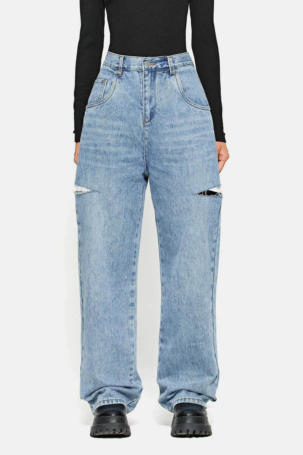 Solado High Waist Raw Hem Ripped Straight Pants 8 Solado High Waist Raw Hem Ripped Straight Pants - Image 6