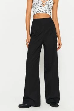 SOLADO Cut Out High Waist Solid Straight Pants