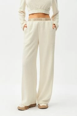 SOLADO Colorblock Trim Dual Pocket Fluffy Straight Pants