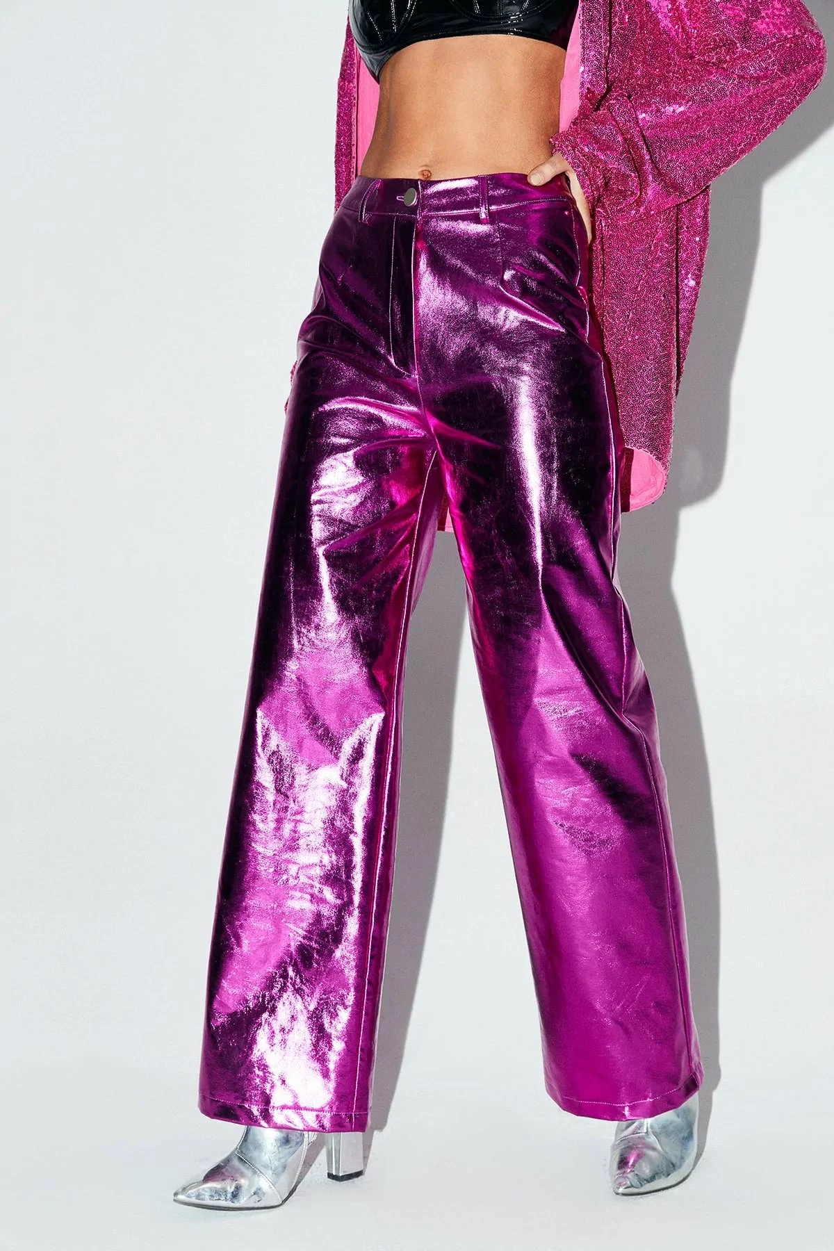 SOLADO High Waist Solid Sheen Vinyl Straight Pants 5 SOLADO High Waist Solid Sheen Vinyl Straight Pants - Image 3