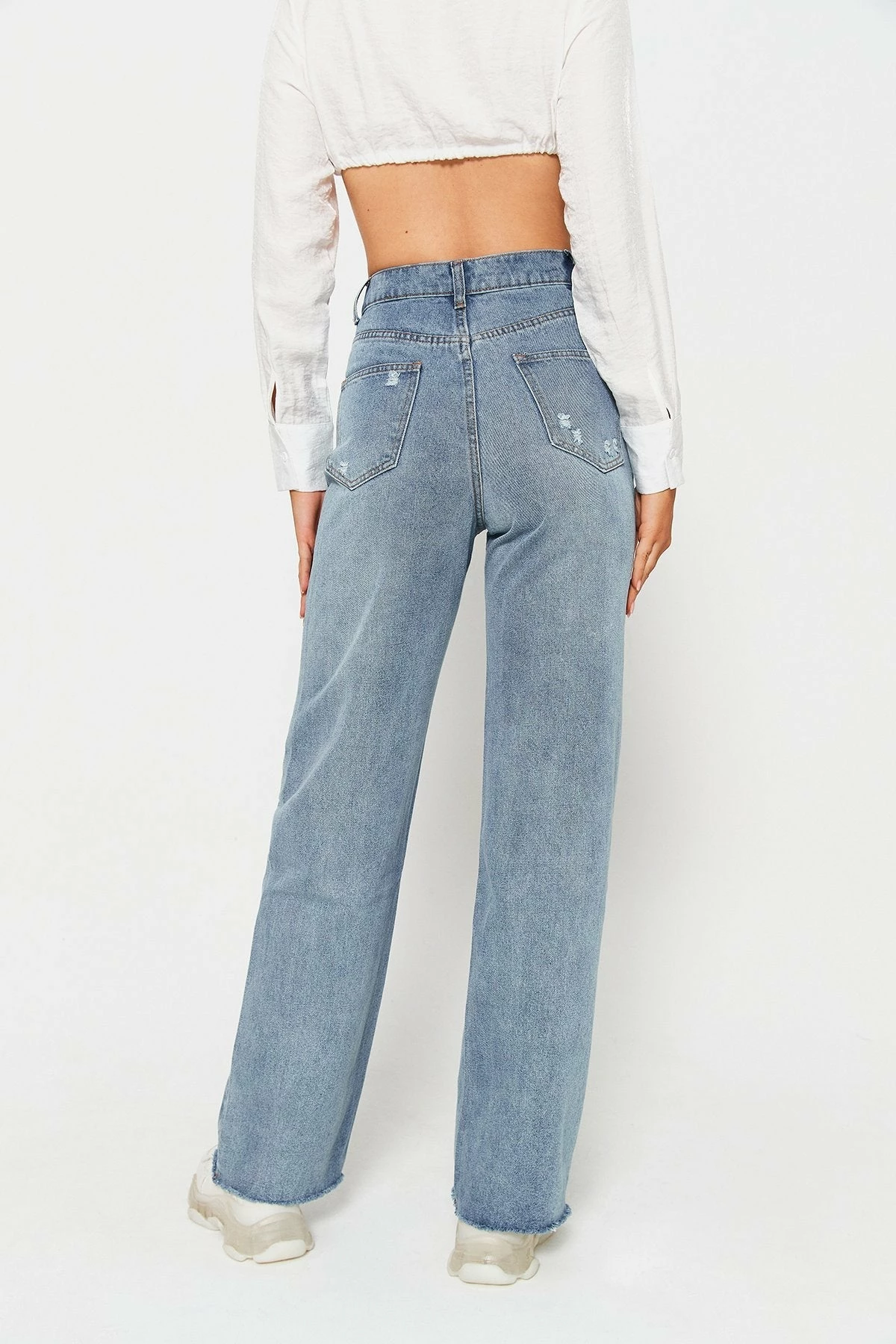Solado High Waist Dual Pocket Raw Hem Ripped Straight Pants 5 Solado High Waist Dual Pocket Raw Hem Ripped Straight Pants - Image 3