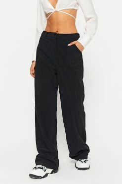 SOLADO Corduroy High Waist Dual Pocket Solid Wide Leg Pants