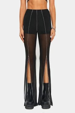 SOLADO Top-stitching Split Hem Mesh Flared Pants -solado Sales Store jpeg 182c7601 6666 4e1c b9f4 d77dddb30a77 1800x1800