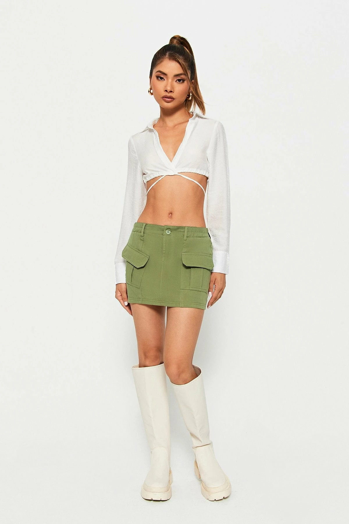 Solado Low Waist Pocket Patched Solid Cargo Skirt 12 Solado Low Waist Pocket Patched Solid Cargo Skirt - Image 10