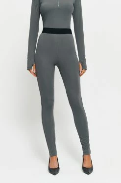 SOLADO High Waist Colorblock Trim Bodycon Skinny Pants