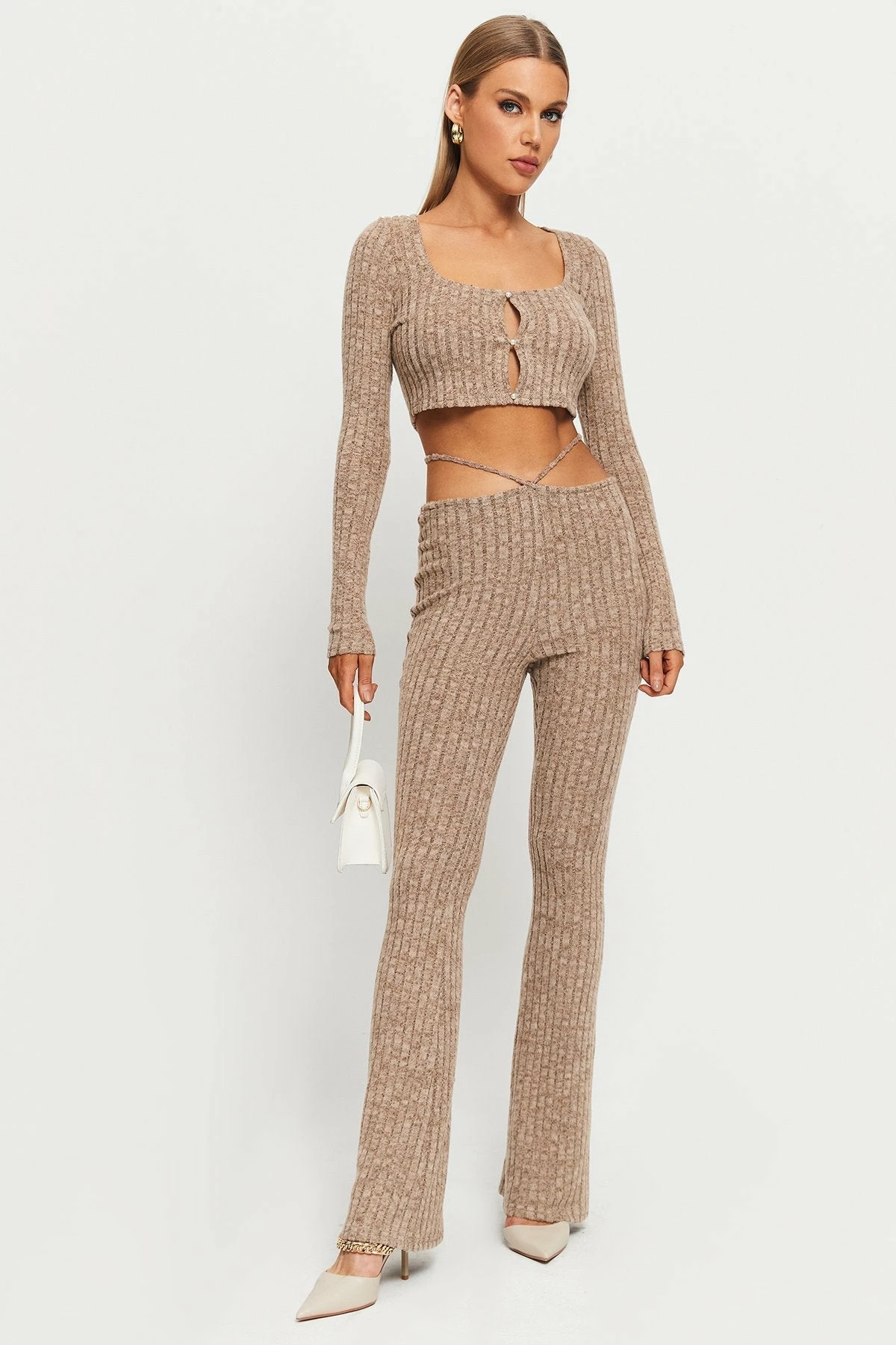 SOLADO Stripe Knitted Tie Detail Draped Straight Pants 6 SOLADO Stripe Knitted Tie Detail Draped Straight Pants - Image 4