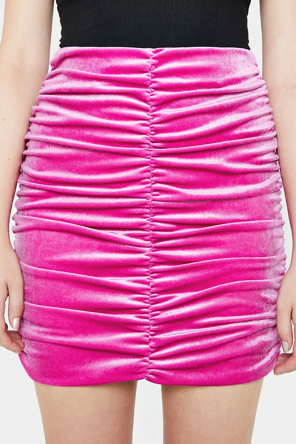 Solado High Waist Ruched Velvet Mini Skirt 8 Solado High Waist Ruched Velvet Mini Skirt - Image 6
