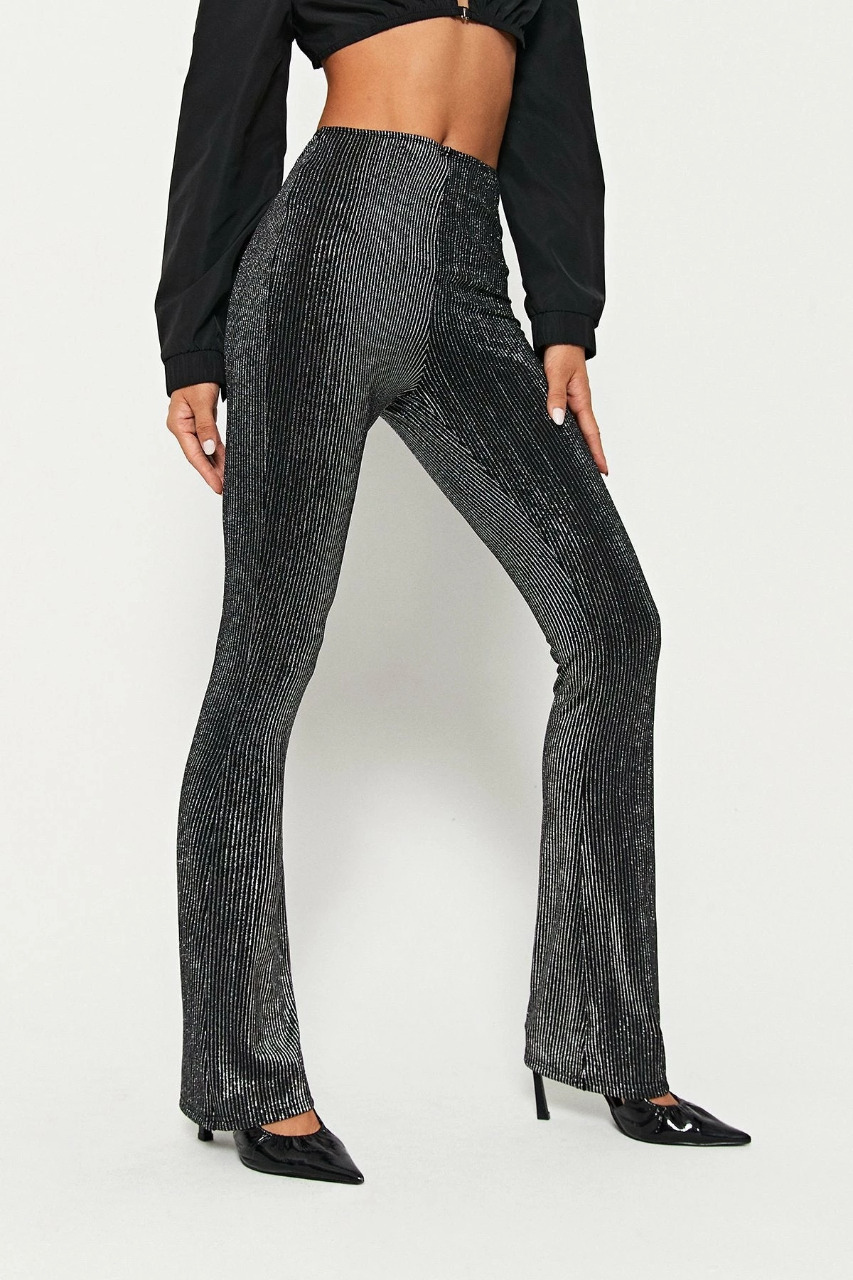 Solado High Waist Bronzing Ribbed Flared Pants 4 Solado High Waist Bronzing Ribbed Flared Pants - Image 2