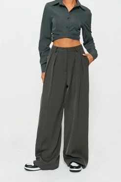 SOLADO High Waist Dual Pocket Draped Suit Pants