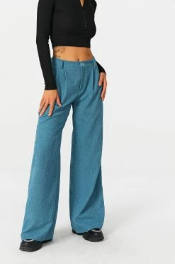 SOLADO Low Waist Ruched Draped Wide Leg Pants