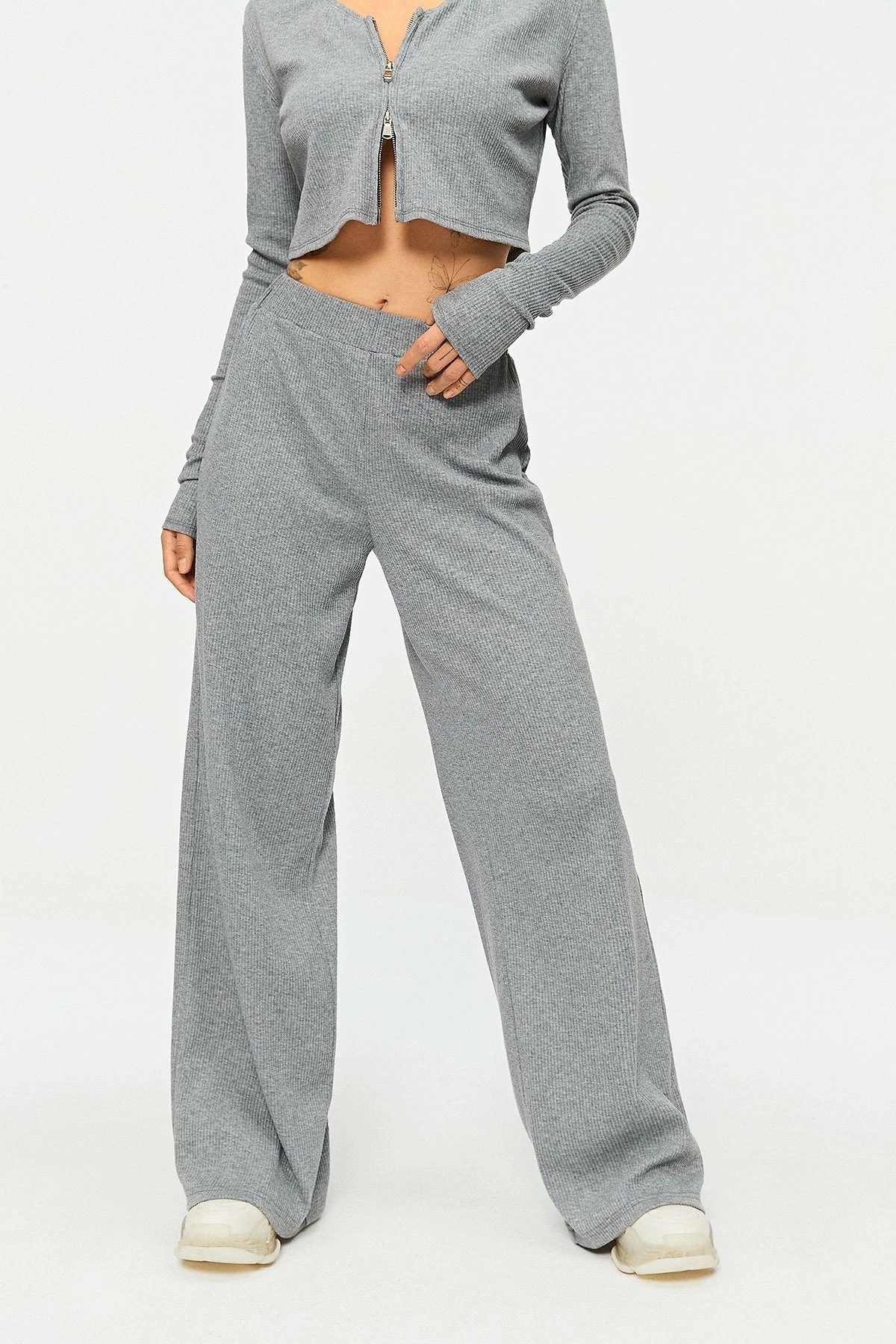 SOLADO High Waist Ribbed Draped Solid Straight Pants 3 SOLADO High Waist Ribbed Draped Solid Straight Pants
