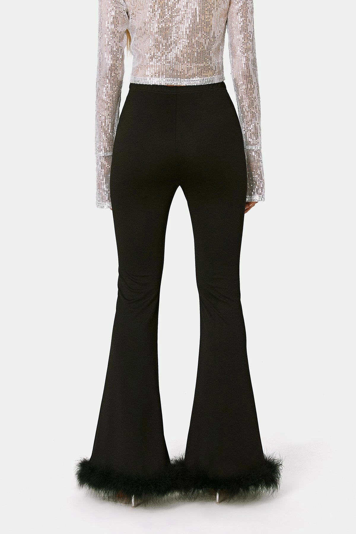 SOLADO High Waist Feather Trim Flared Pants 9 SOLADO High Waist Feather Trim Flared Pants - Image 7