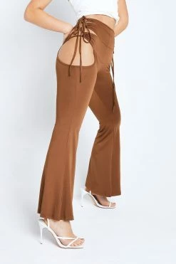 Solado High Waist Cut Out Tie Detail Flared Pants