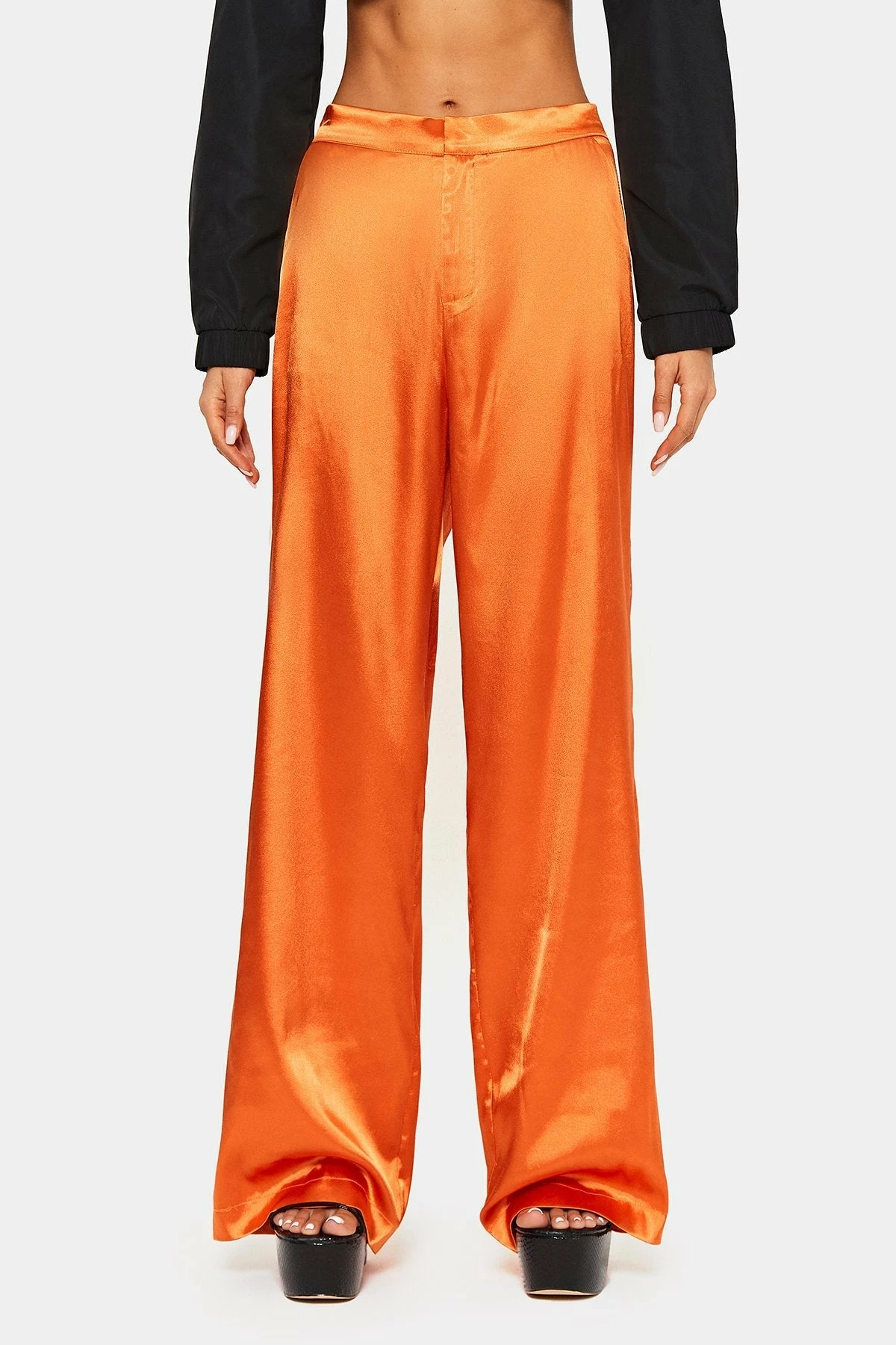 SOLADO High Waist Satin Draped Solid Straight Pants 8 SOLADO High Waist Satin Draped Solid Straight Pants - Image 6