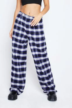 SOLADO Low Waist Check Print Dual Pocket Straight Pants