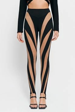 SOLADO High Waist Mesh Splicing Skinny Pants