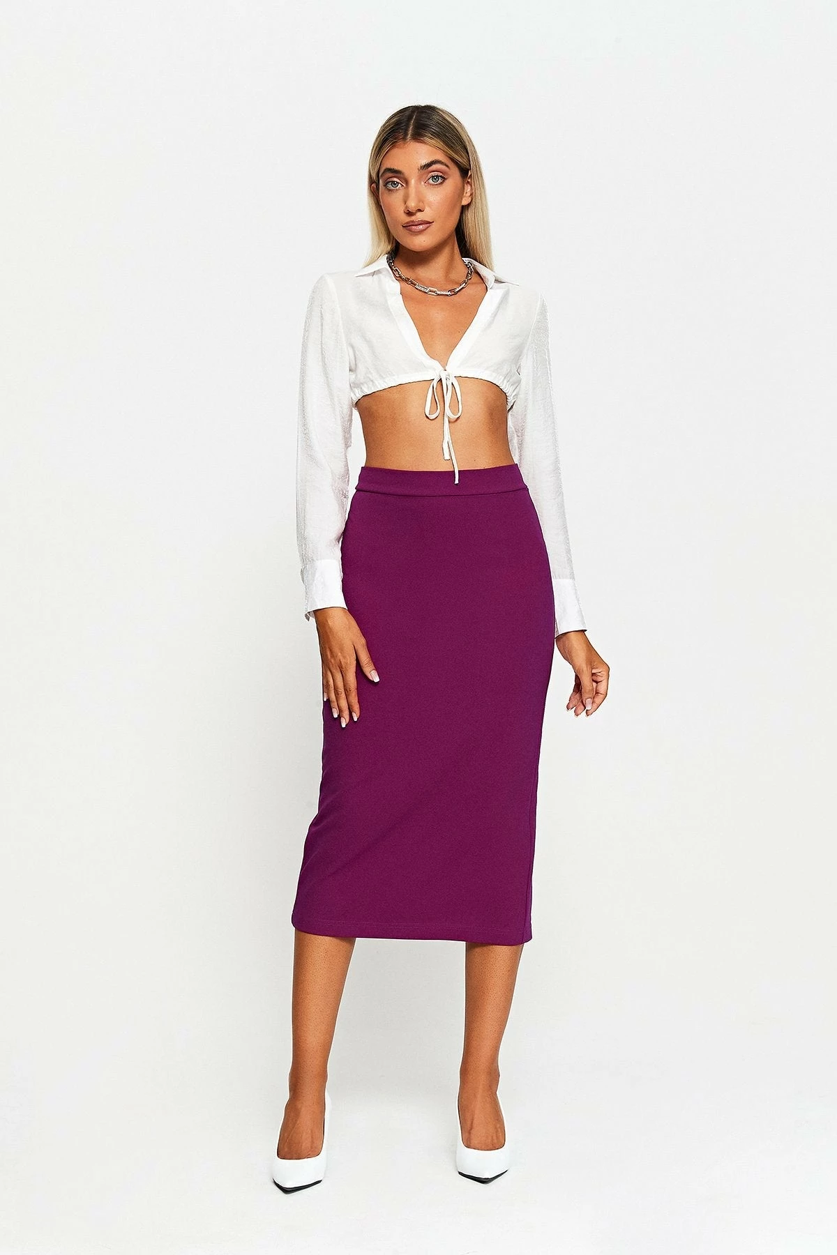 SOLADO High Waist Split Hem Bodycon Midi Skirt 5 SOLADO High Waist Split Hem Bodycon Midi Skirt - Image 3