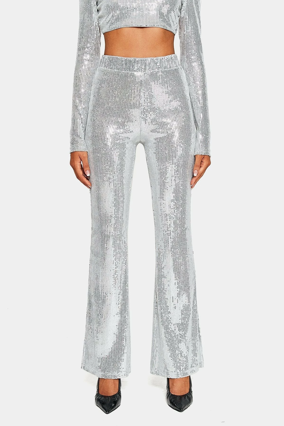 SOLADO High Waist Sequin Solid Flared Pants 8 SOLADO High Waist Sequin Solid Flared Pants - Image 6