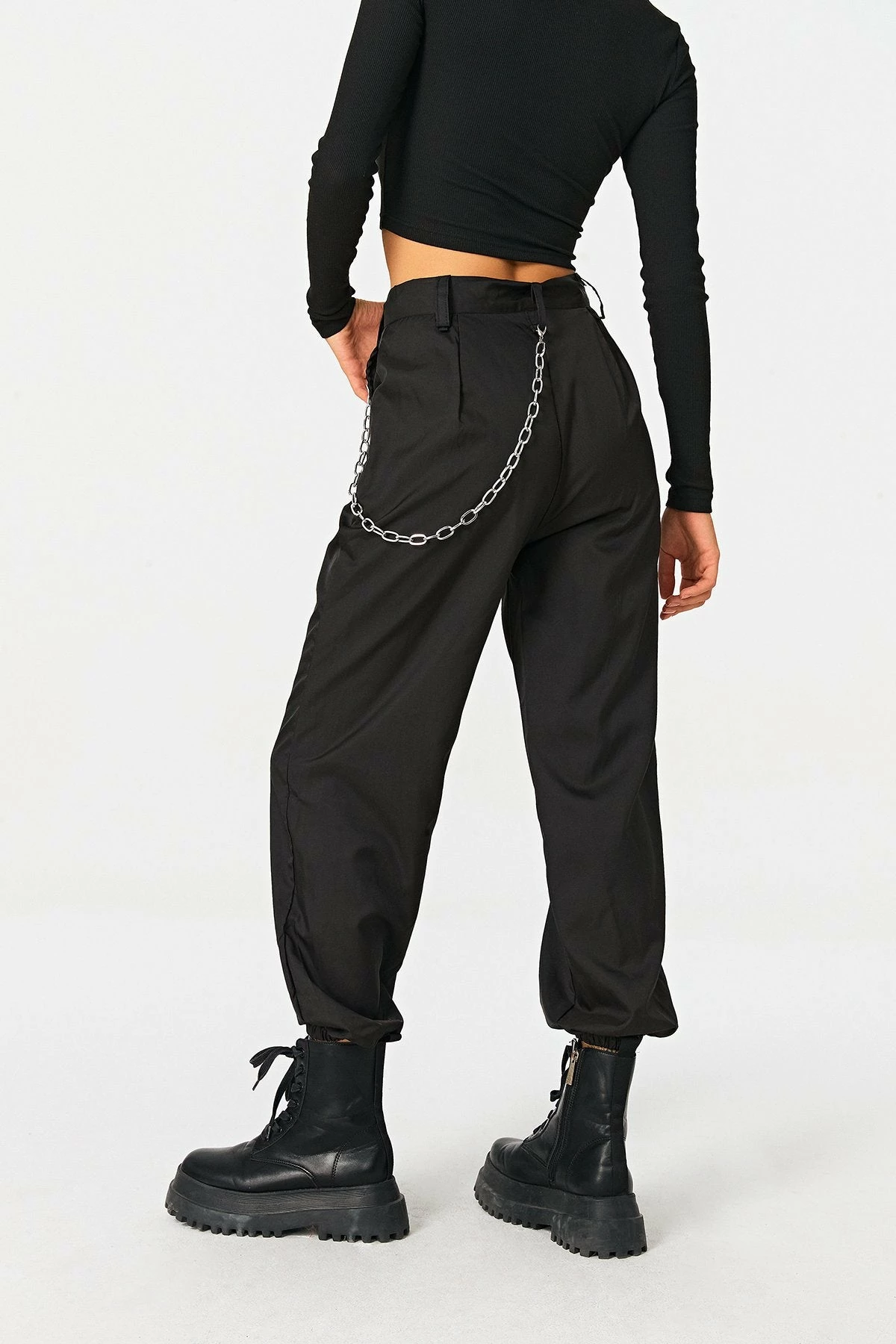 Solado High Waist Dual Pocket Chain Decor Cargo Pants 5 Solado High Waist Dual Pocket Chain Decor Cargo Pants - Image 3