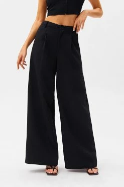 SOLADO Waffle Knit Low Waist Dual Pocket Wide Leg Pants