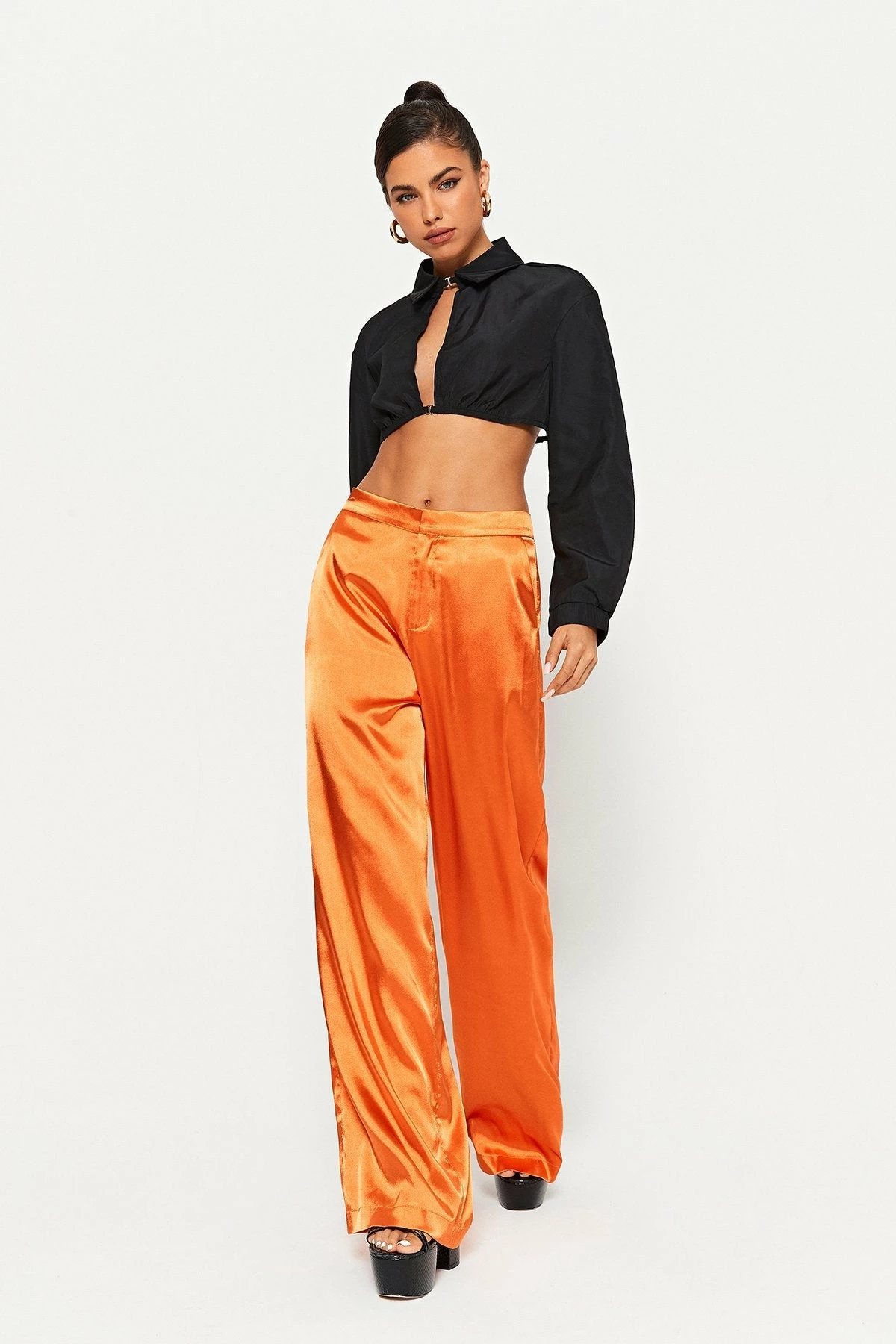 SOLADO High Waist Satin Draped Solid Straight Pants 5 SOLADO High Waist Satin Draped Solid Straight Pants - Image 3