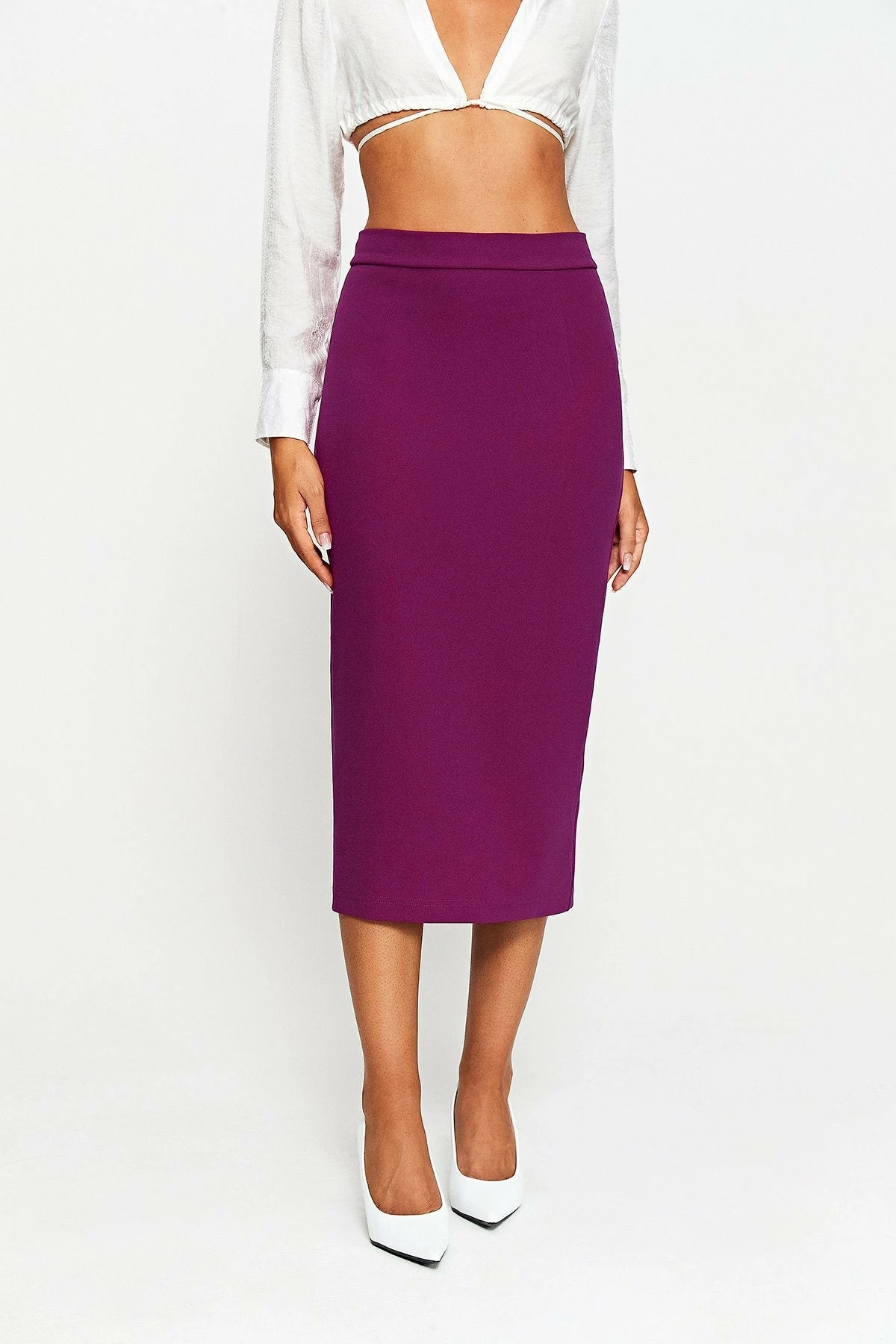 SOLADO High Waist Split Hem Bodycon Midi Skirt 3 SOLADO High Waist Split Hem Bodycon Midi Skirt