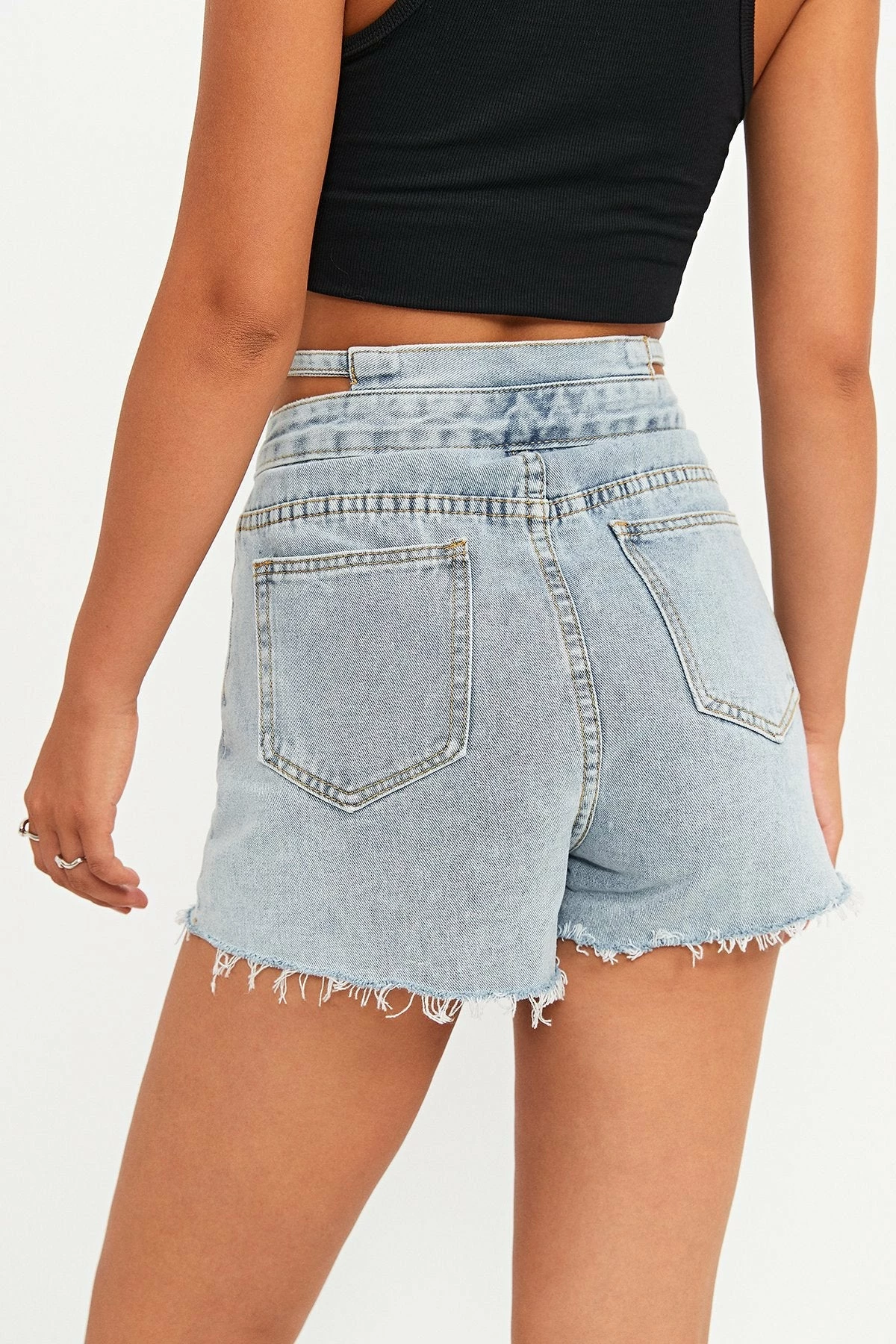 Solado High Waist Cut Out Solid Denim Shorts 4 Solado High Waist Cut Out Solid Denim Shorts - Image 2