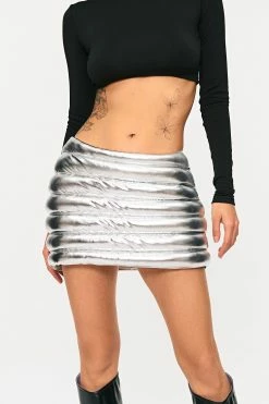 Solado Low Waist Boxy Padded Sheen Mini Skirt