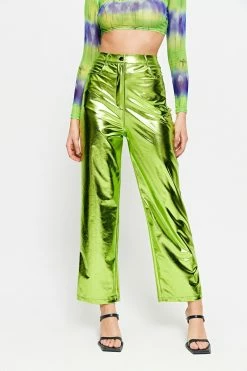 Solado High Waist Dual Pocket PU Leather Straight Pants