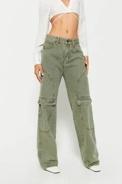 Solado Low Waist Pocket Patched Distressed Straight Leg Jeans