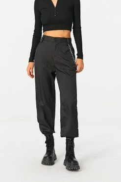 Solado High Waist Dual Pocket Chain Decor Cargo Pants