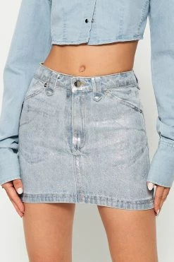 Solado High Waist Zipper Front Vinyl Mini Skirt