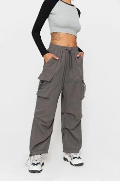 Solado Pocket Patched Drawstring Ruched Wide Leg Pants