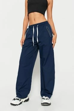 Solado Drawstring Waist Colorblock Trim Zipper Pocket Joggers