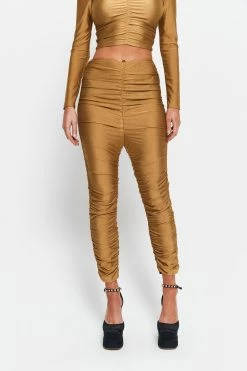 SOLADO High Waist Ruched Solid Skinny Pants