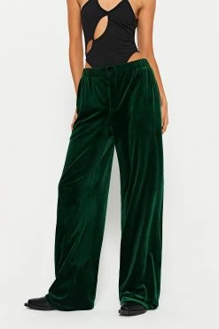 SOLADO Low Waist Dual Pocket Velvet Straight Pants