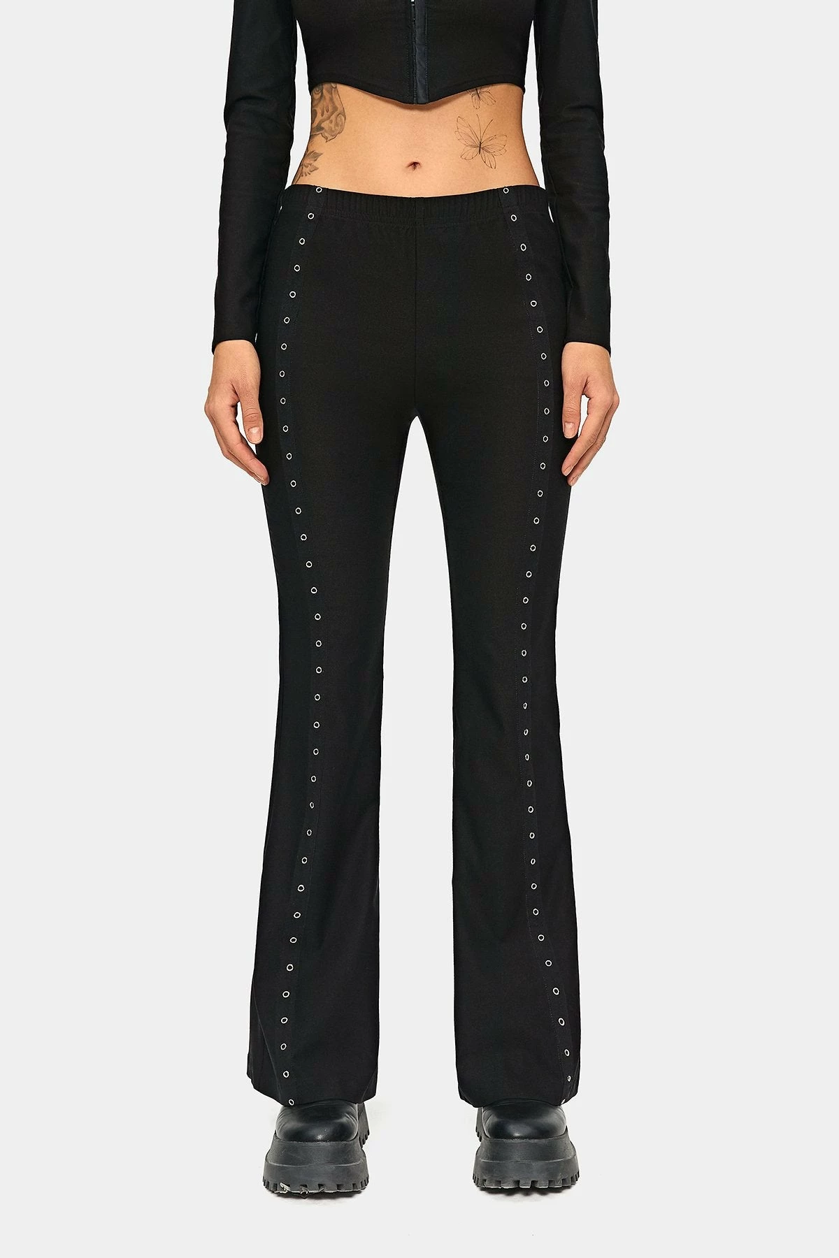 SOLADO Low Waist Clavus Decor Flared Pants 8 SOLADO Low Waist Clavus Decor Flared Pants - Image 6
