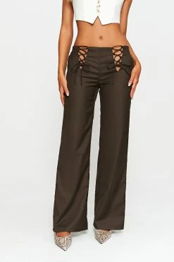 SOLADO Low Waist Lace Up Solid Straight Pants