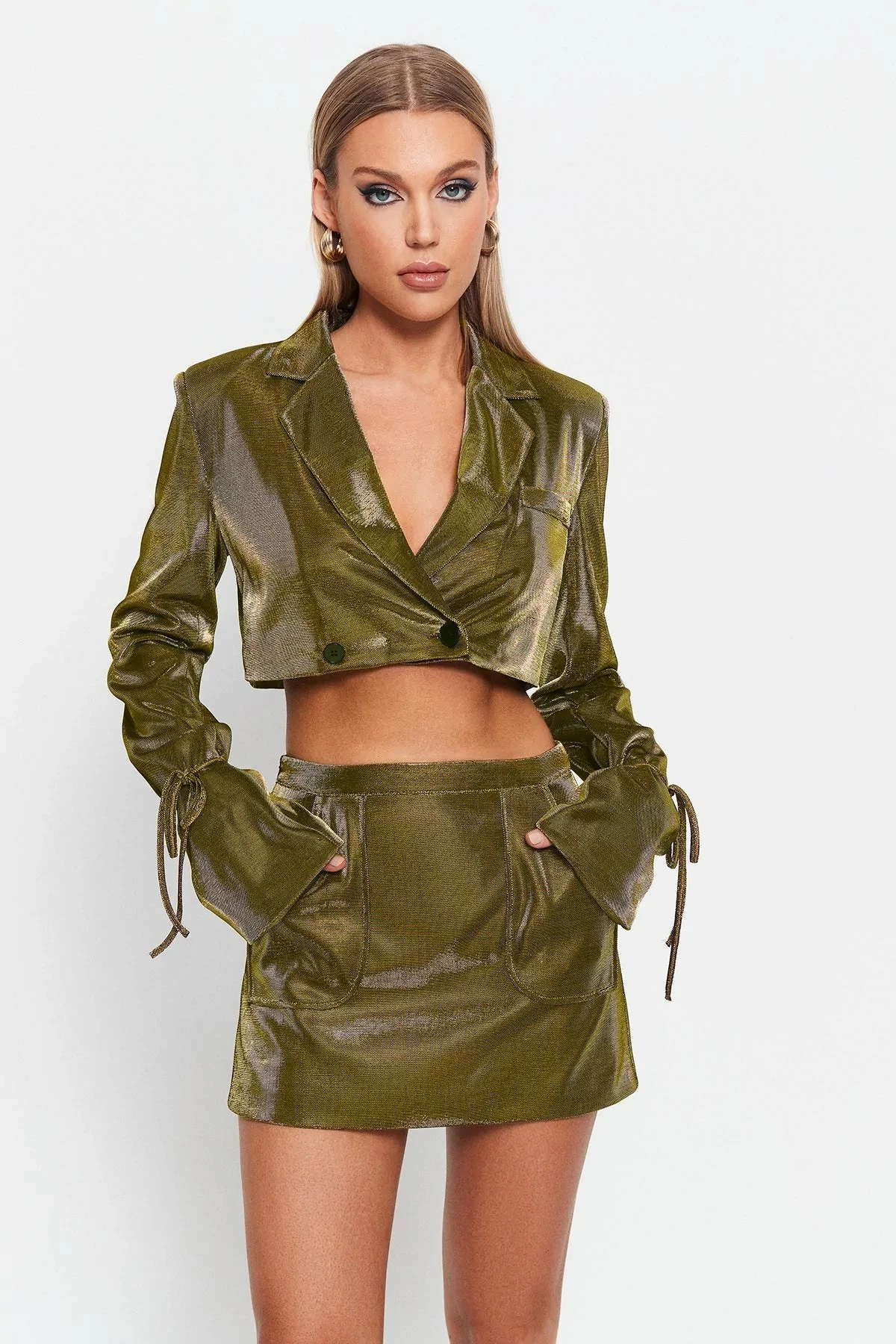 SOLADO High Waist Dual Pocket Sheen Mini Skirt 5 SOLADO High Waist Dual Pocket Sheen Mini Skirt - Image 3