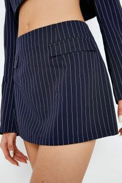 SOLADO Low Waist Striped Print A-Line Mini Skirt