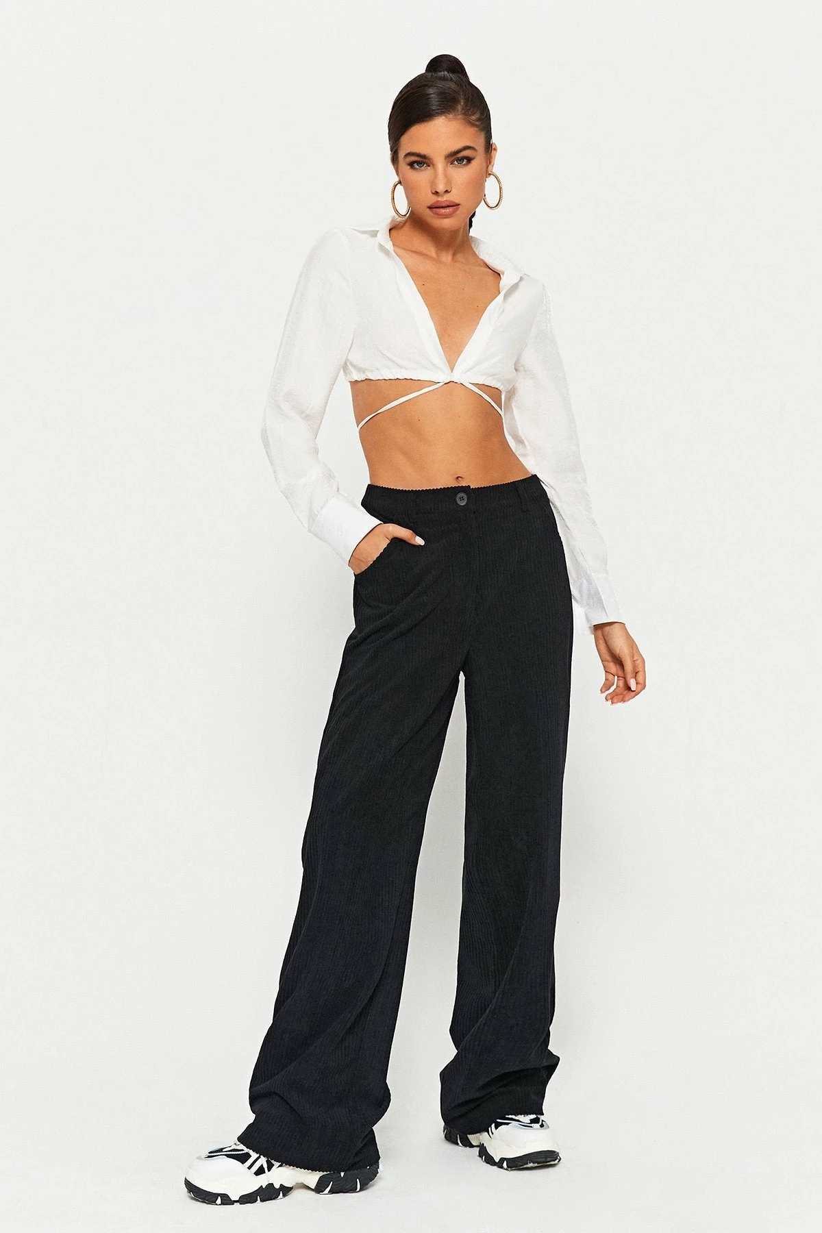 SOLADO Corduroy High Waist Dual Pocket Solid Wide Leg Pants 4 SOLADO Corduroy High Waist Dual Pocket Solid Wide Leg Pants - Image 2
