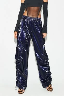 SOLADO Low Waist Pocket Patched Drawstring Hem Wide Leg Pants