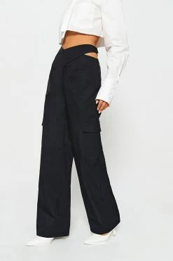 SOLADO Asymmetrical Waist Cut Out Straight Suit Pants