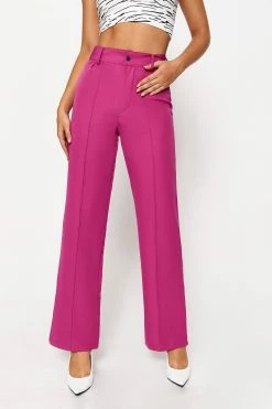 Solado High Waist Splicing Solid Straight Suit Pants
