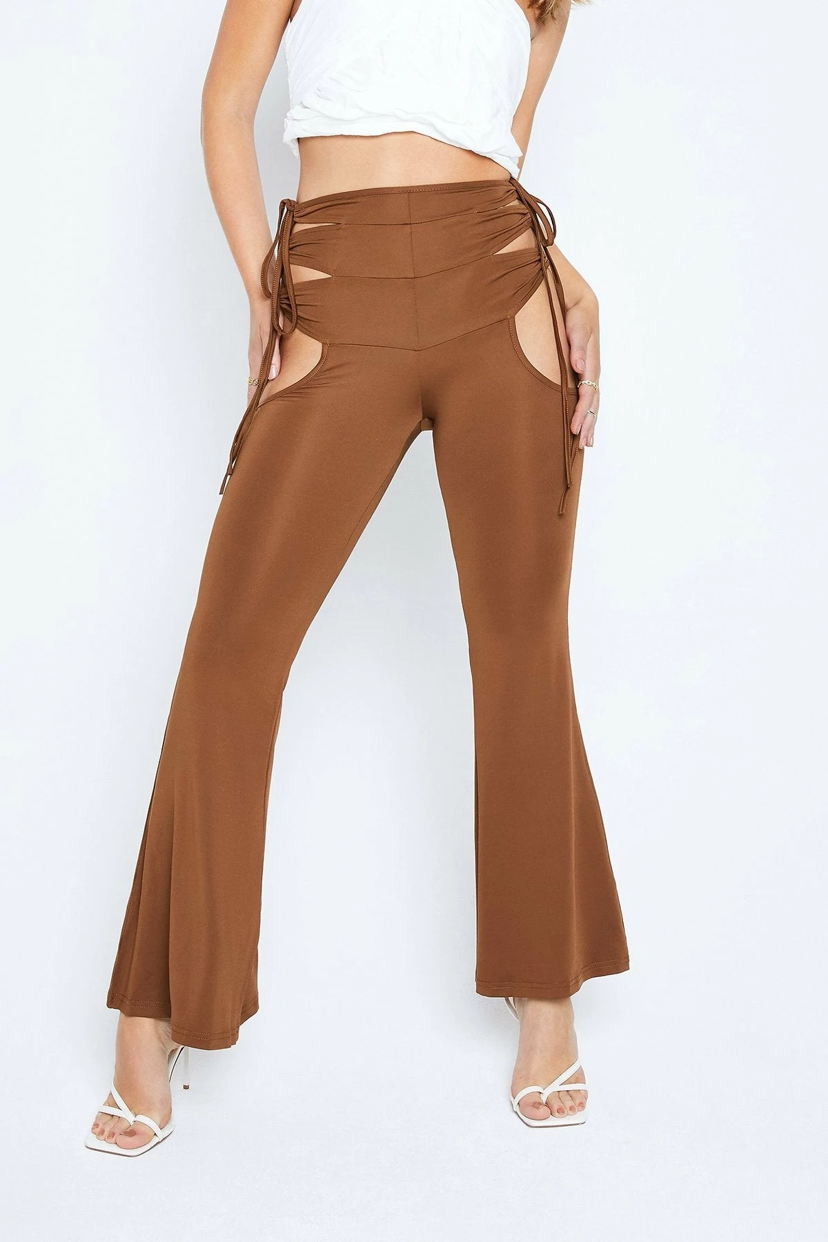 Solado High Waist Cut Out Tie Detail Flared Pants 4 Solado High Waist Cut Out Tie Detail Flared Pants - Image 2