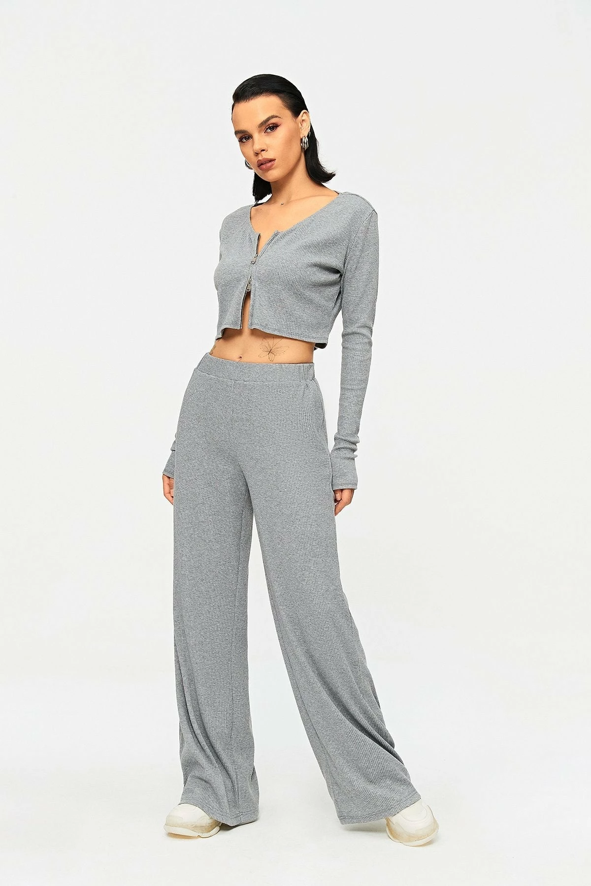 SOLADO High Waist Ribbed Draped Solid Straight Pants 6 SOLADO High Waist Ribbed Draped Solid Straight Pants - Image 4