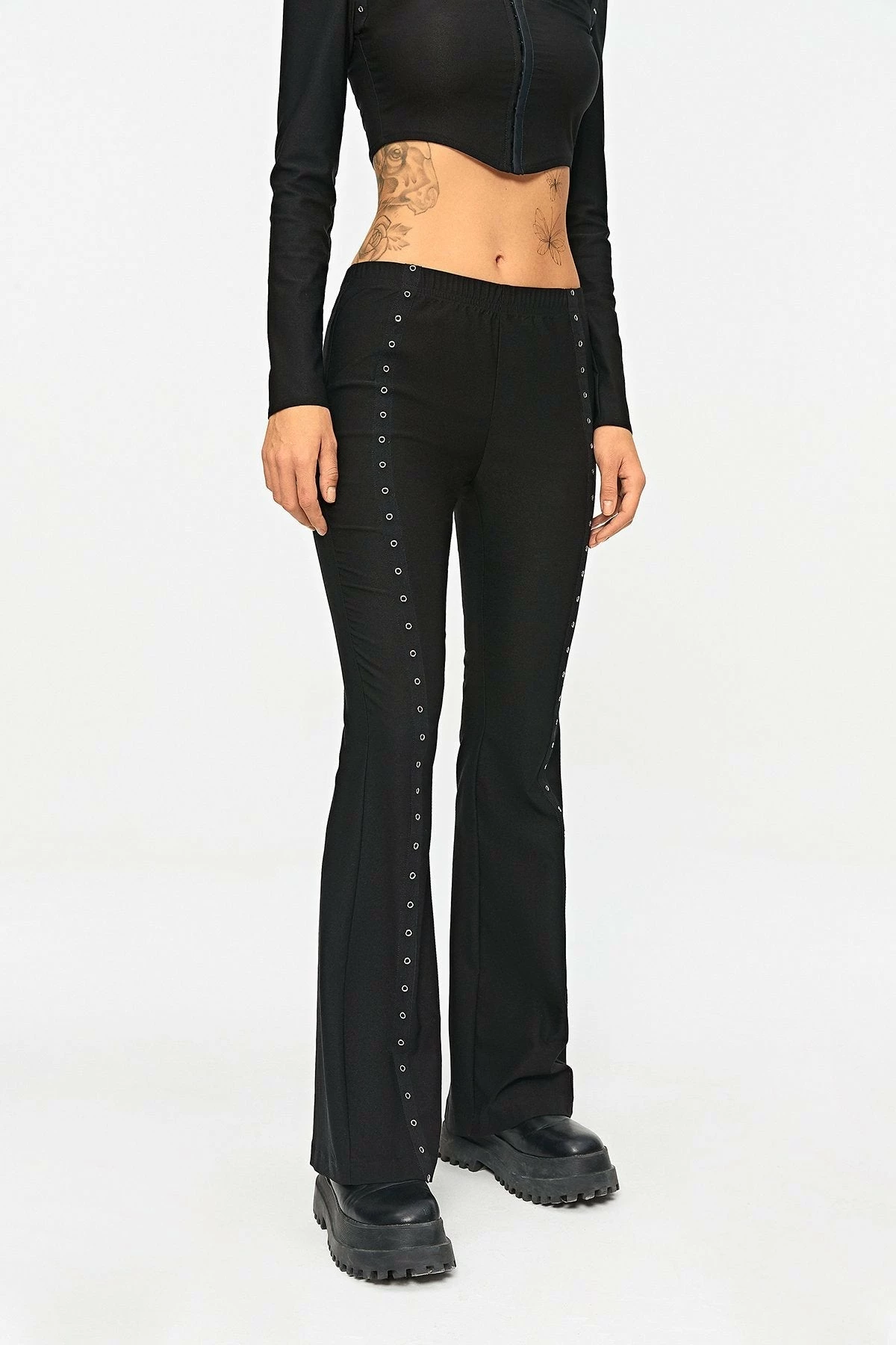 SOLADO Low Waist Clavus Decor Flared Pants 4 SOLADO Low Waist Clavus Decor Flared Pants - Image 2